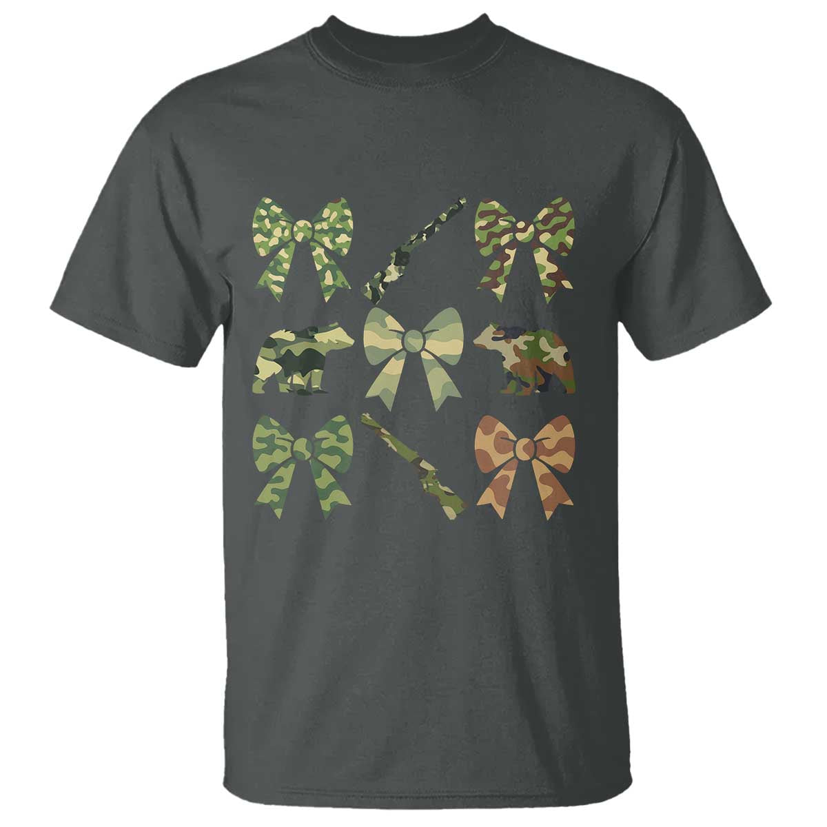 Women Bear Hunting Season T Shirt Camo Bow Coquette Gift - Wonder Print Shop