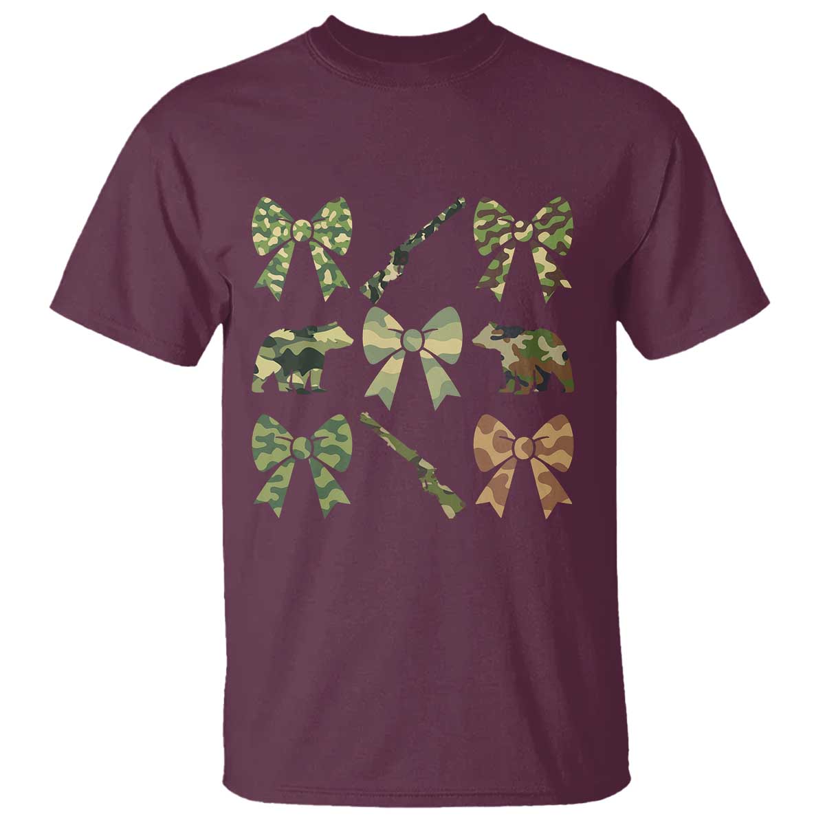 Women Bear Hunting Season T Shirt Camo Bow Coquette Gift - Wonder Print Shop
