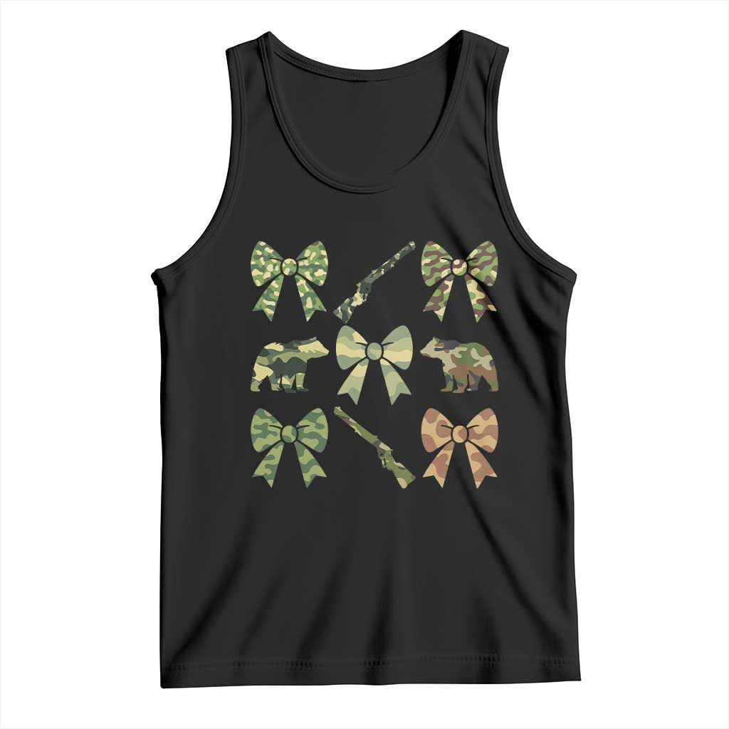 Women Bear Hunting Season Tank Top Camo Bow Coquette Gift - Wonder Print Shop