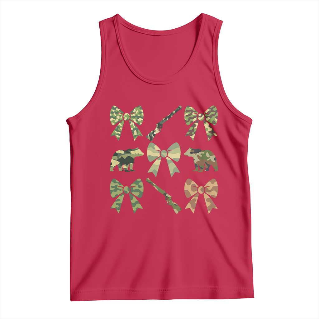 Women Bear Hunting Season Tank Top Camo Bow Coquette Gift - Wonder Print Shop