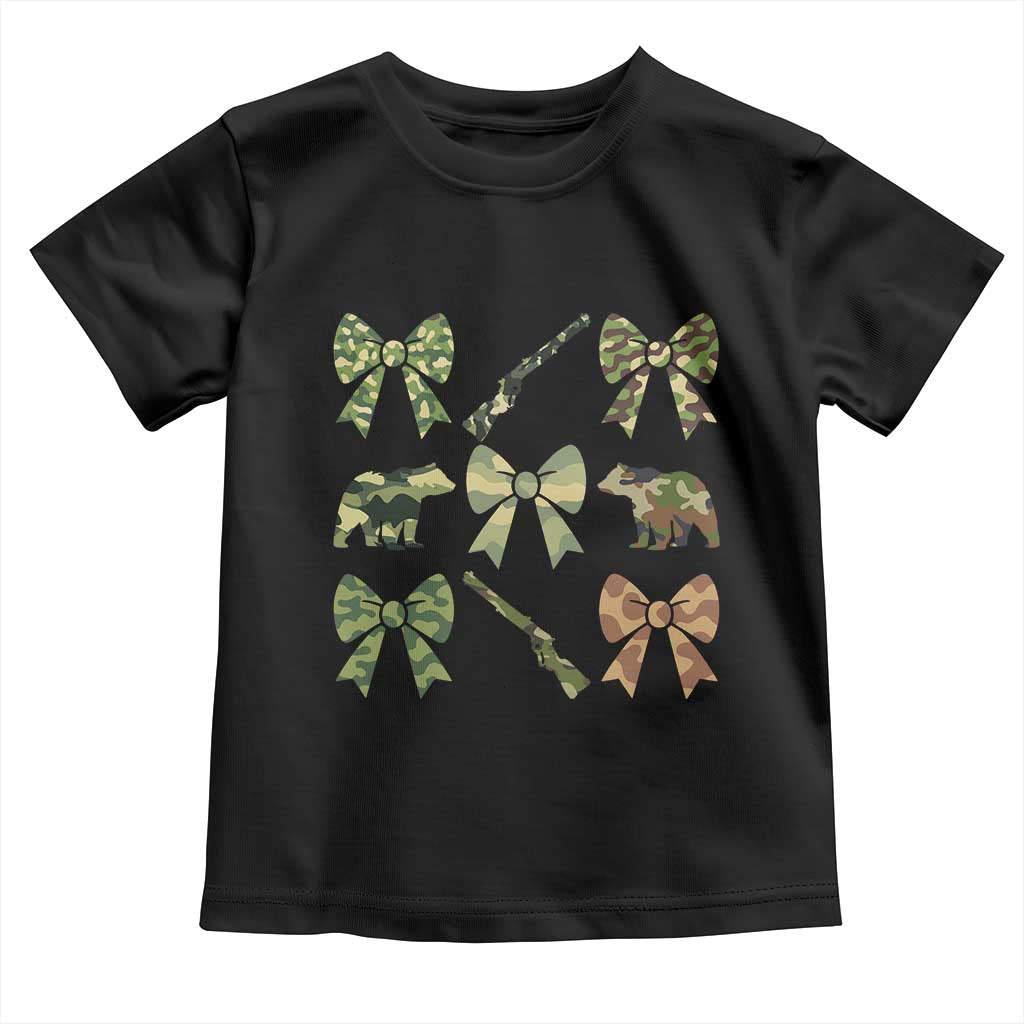 Women Bear Hunting Season Toddler T Shirt Camo Bow Coquette Gift - Wonder Print Shop