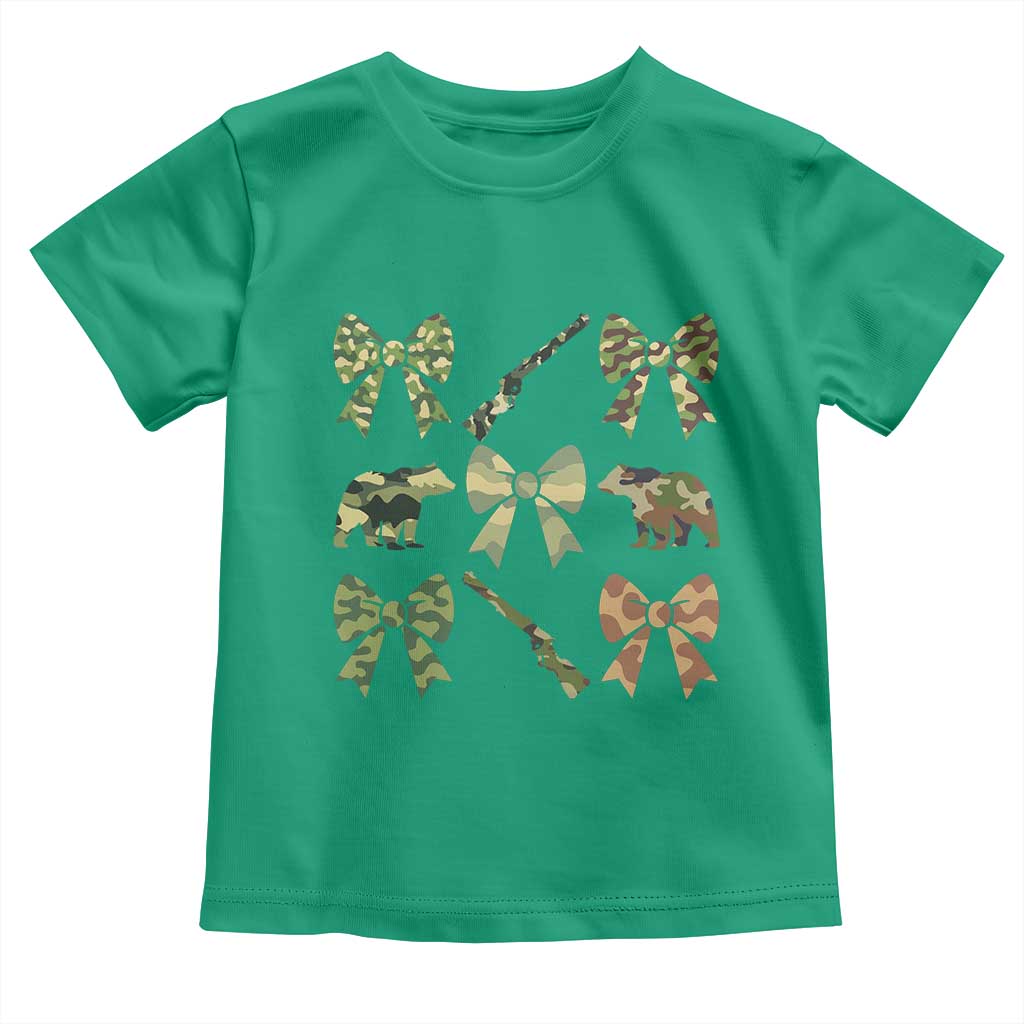 Women Bear Hunting Season Toddler T Shirt Camo Bow Coquette Gift - Wonder Print Shop