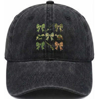 Women Bear Hunting Season Washed Cotton Baseball Cap Camo Bow Coquette Gift
