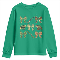 Women Bear Hunting Season Youth Sweatshirt Camo Bow Coquette Gift - Wonder Print Shop