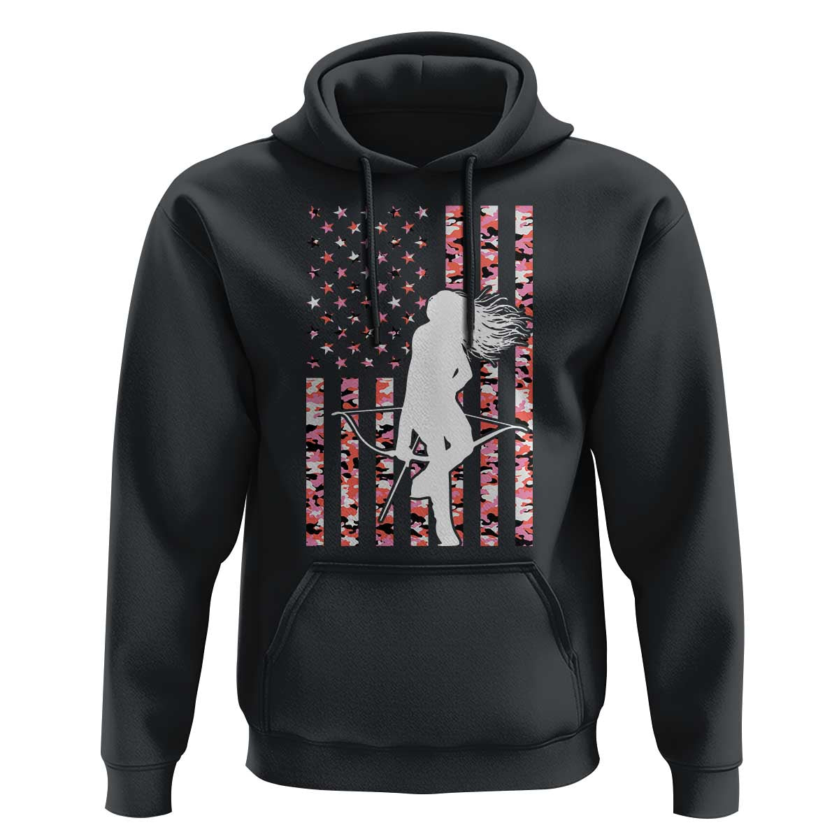Patriotic Women Bow Hunter Hoodie American Flag Pink Camo Gift - Wonder Print Shop