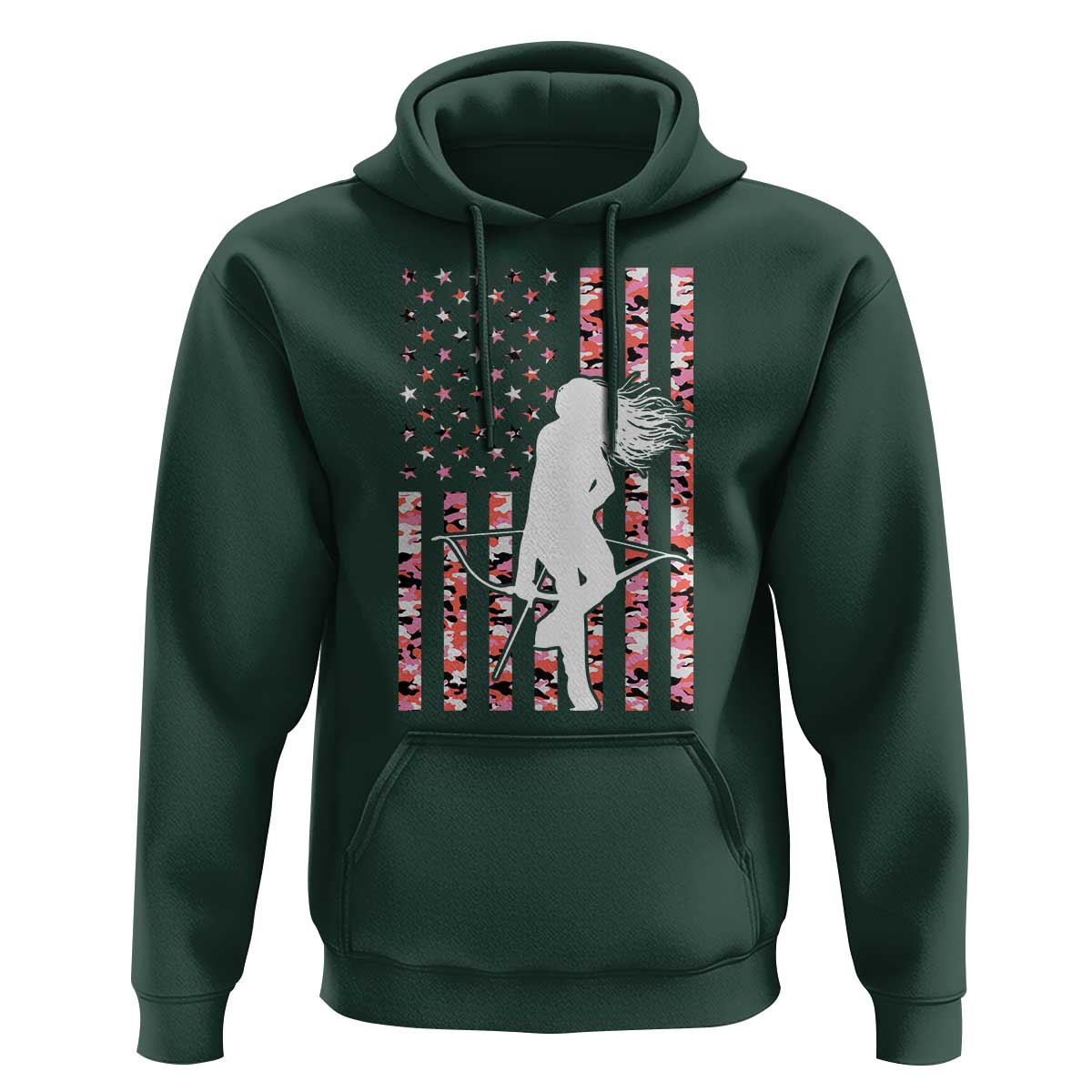 Patriotic Women Bow Hunter Hoodie American Flag Pink Camo Gift - Wonder Print Shop