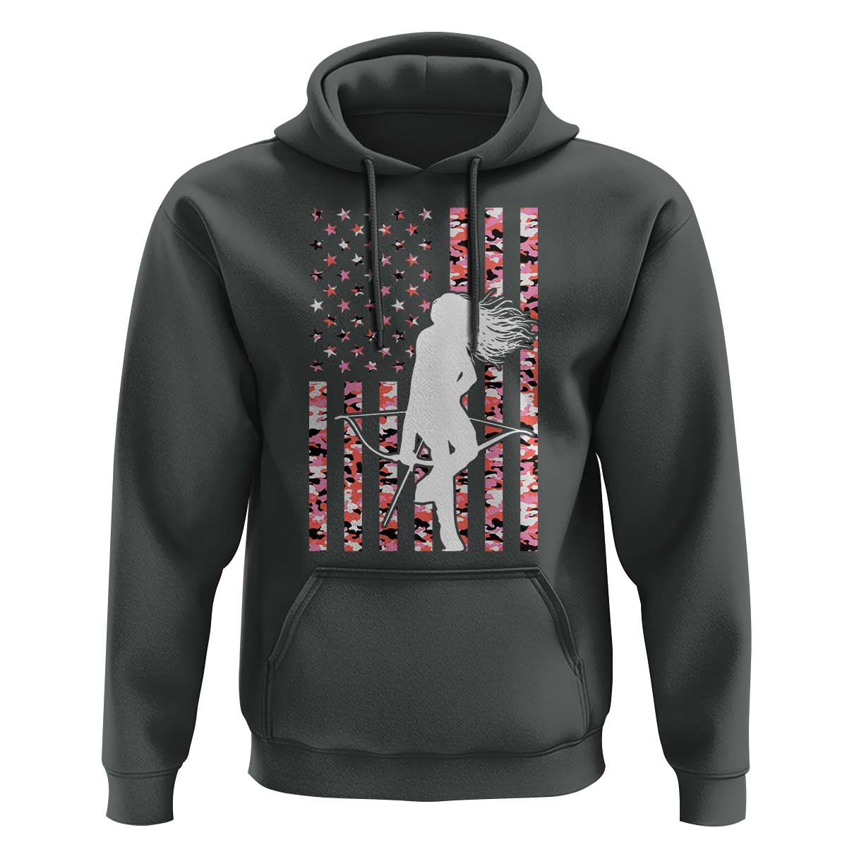 Patriotic Women Bow Hunter Hoodie American Flag Pink Camo Gift - Wonder Print Shop