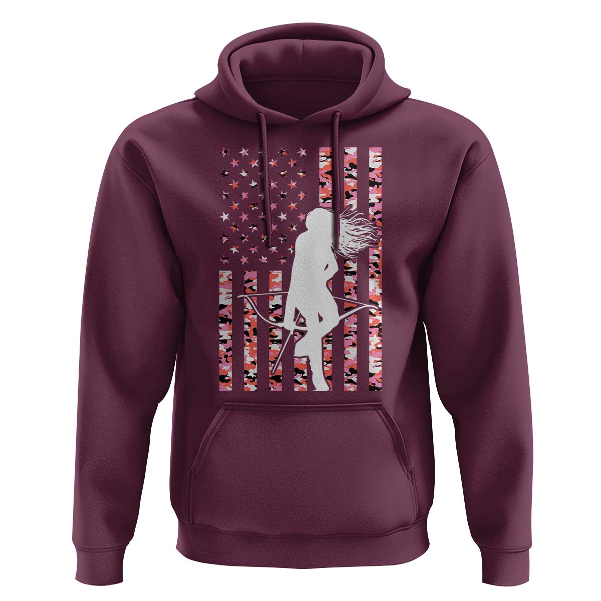 Patriotic Women Bow Hunter Hoodie American Flag Pink Camo Gift - Wonder Print Shop