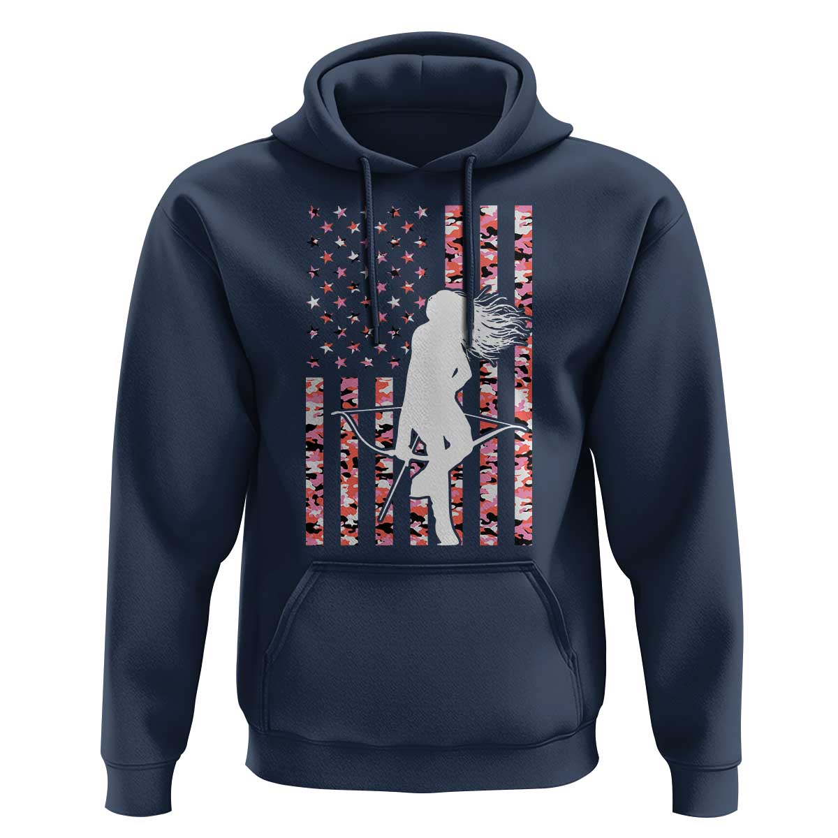 Patriotic Women Bow Hunter Hoodie American Flag Pink Camo Gift - Wonder Print Shop