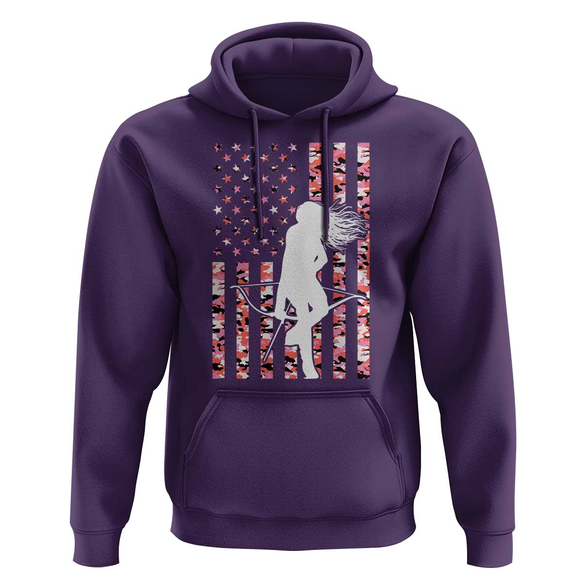 Patriotic Women Bow Hunter Hoodie American Flag Pink Camo Gift - Wonder Print Shop