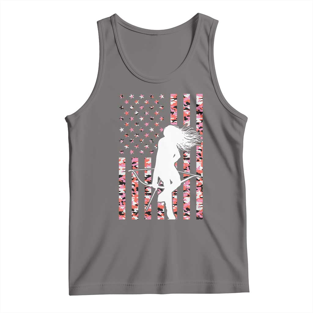 Patriotic Women Bow Hunter Tank Top American Flag Pink Camo Gift - Wonder Print Shop