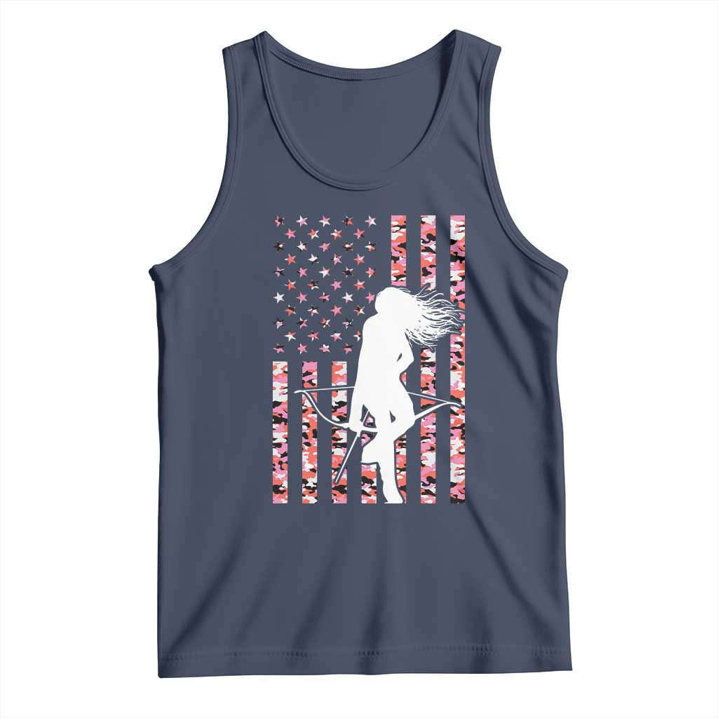 Patriotic Women Bow Hunter Tank Top American Flag Pink Camo Gift - Wonder Print Shop