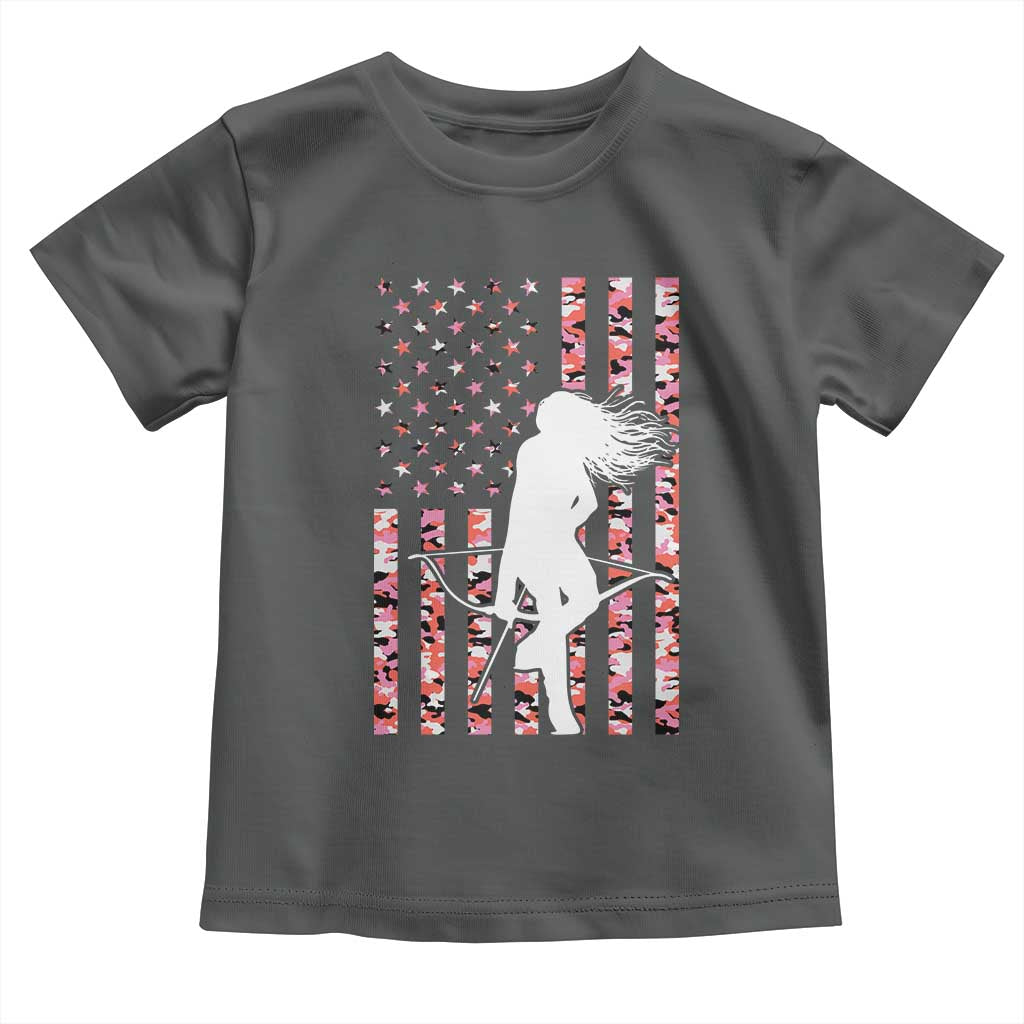 Patriotic Women Bow Hunter Toddler T Shirt American Flag Pink Camo Gift - Wonder Print Shop