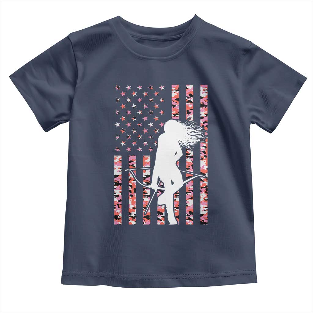 Patriotic Women Bow Hunter Toddler T Shirt American Flag Pink Camo Gift - Wonder Print Shop