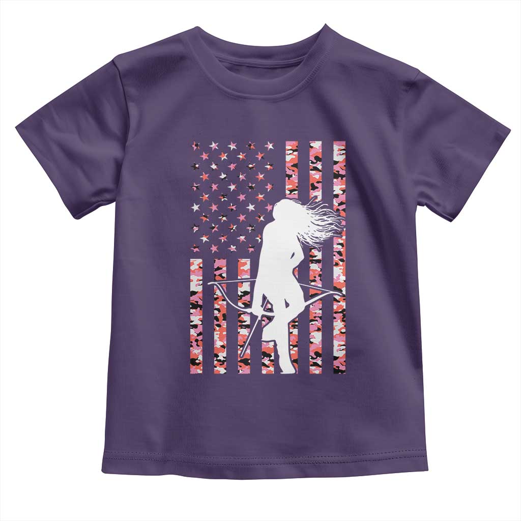 Patriotic Women Bow Hunter Toddler T Shirt American Flag Pink Camo Gift - Wonder Print Shop