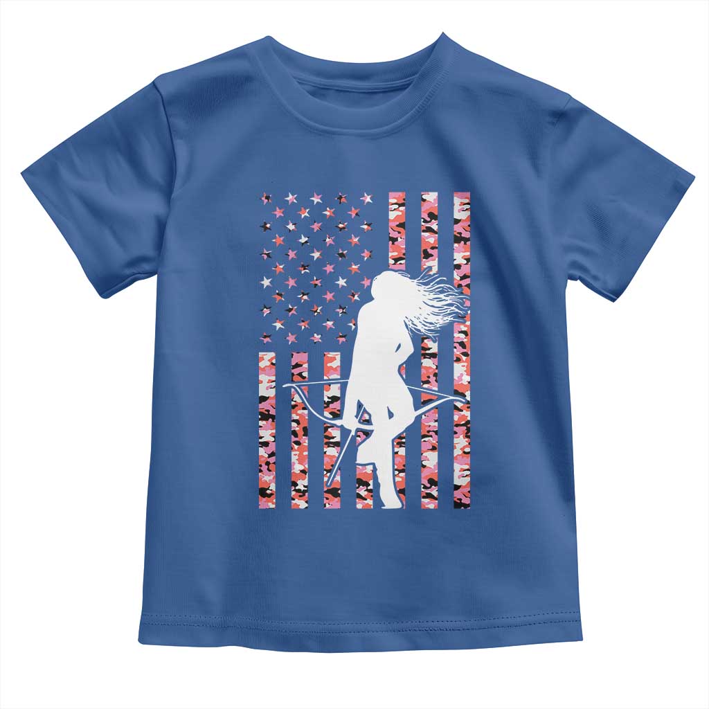 Patriotic Women Bow Hunter Toddler T Shirt American Flag Pink Camo Gift - Wonder Print Shop