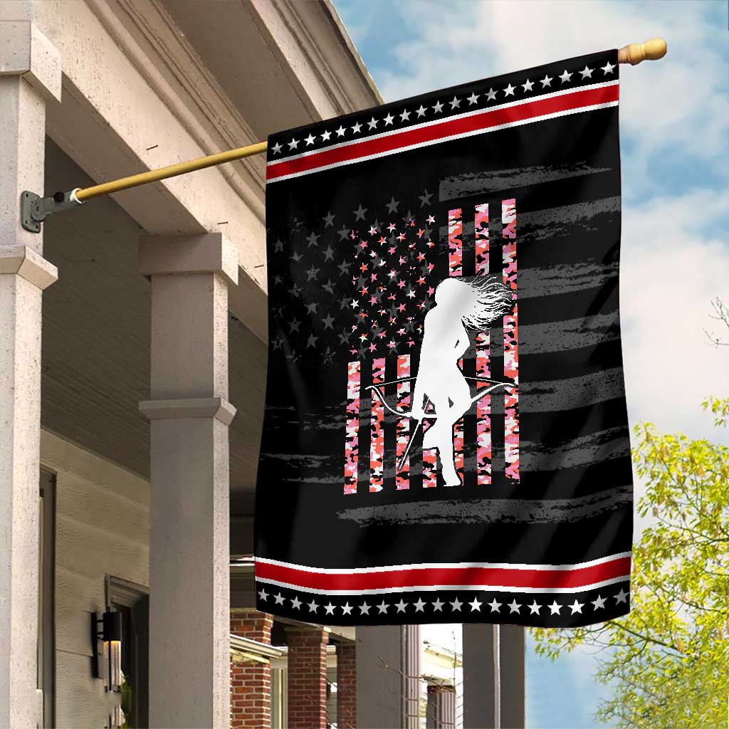 Patriotic Women Bow Hunter Garden Flag American Flag Pink Camo Gift