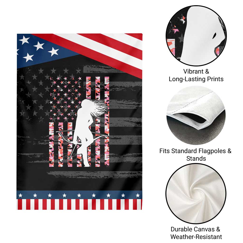 Patriotic Women Bow Hunter Garden Flag American Flag Pink Camo Gift