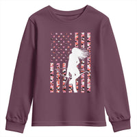 Patriotic Women Bow Hunter Youth Sweatshirt American Flag Pink Camo Gift - Wonder Print Shop