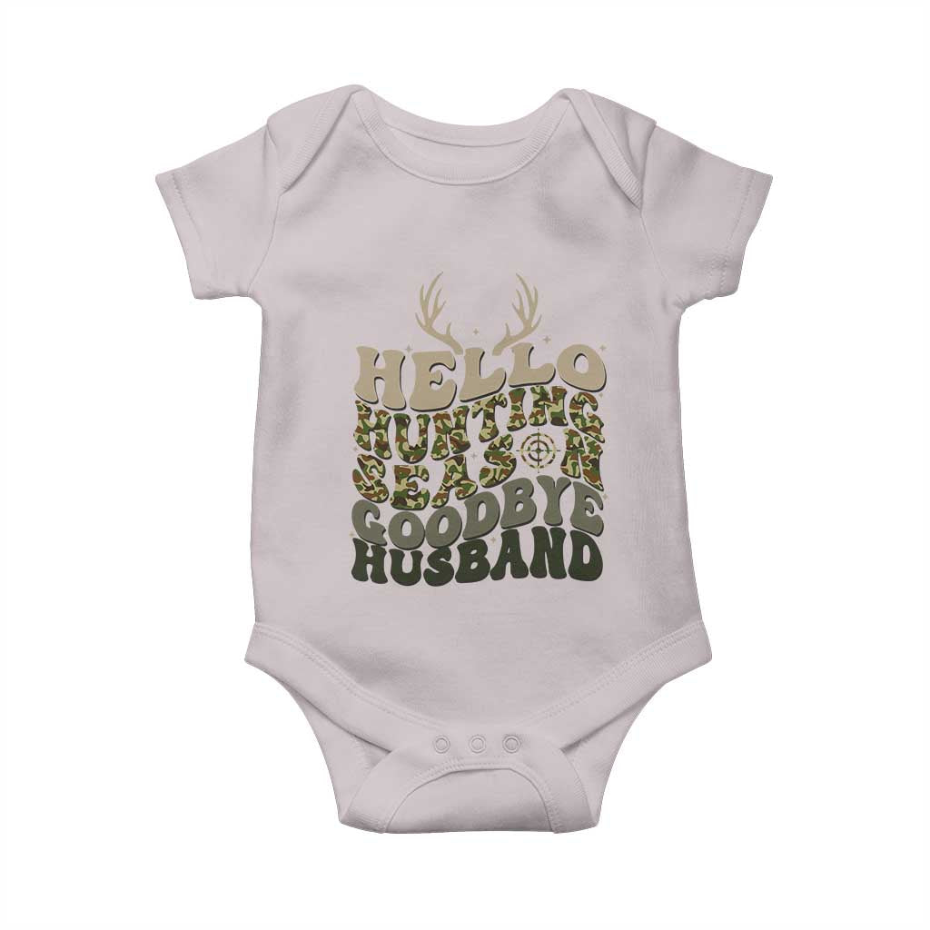 Hello Hunting Season Goodbye Husband Baby Onesie Funny Hunter Wife Gift - Wonder Print Shop