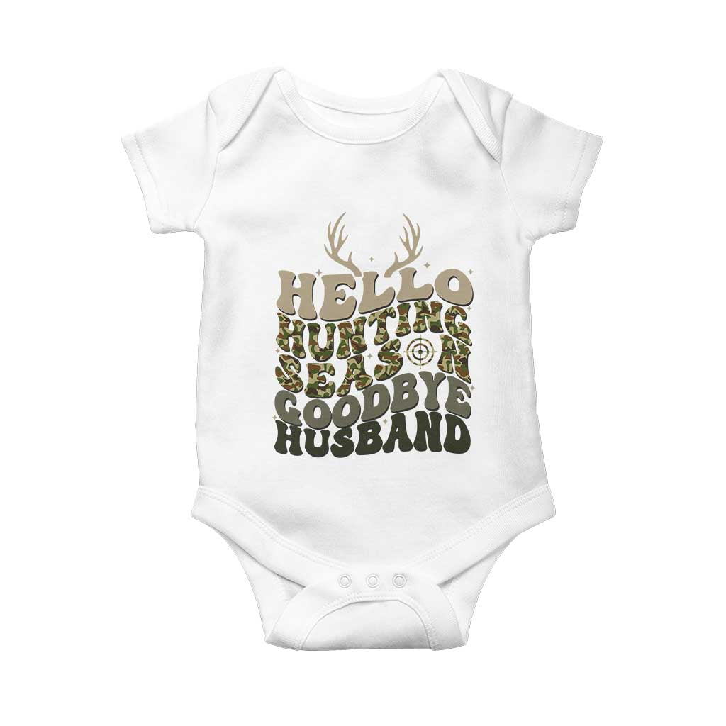 Hello Hunting Season Goodbye Husband Baby Onesie Funny Hunter Wife Gift - Wonder Print Shop