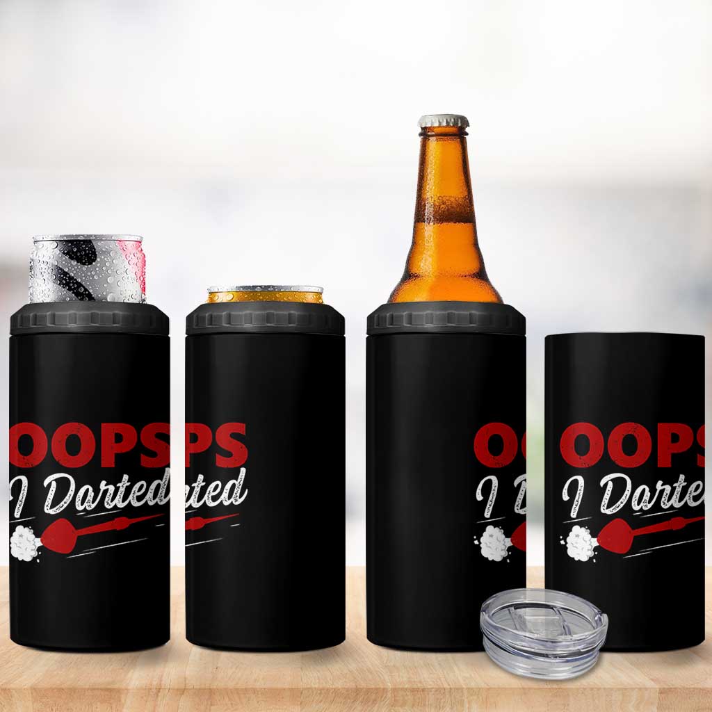 Dart Player Sarcasm Gift 4 in 1 Can Cooler Tumbler Funny Oops I Darted - Wonder Print Shop