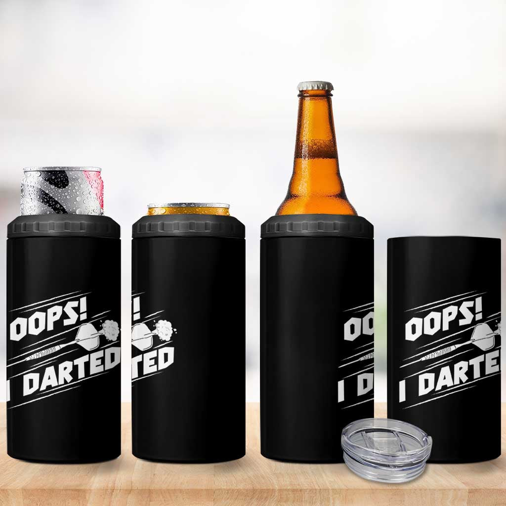 Funny Dart Thrower 4 in 1 Can Cooler Tumbler Oops I Darted Gift For Dartist - Wonder Print Shop