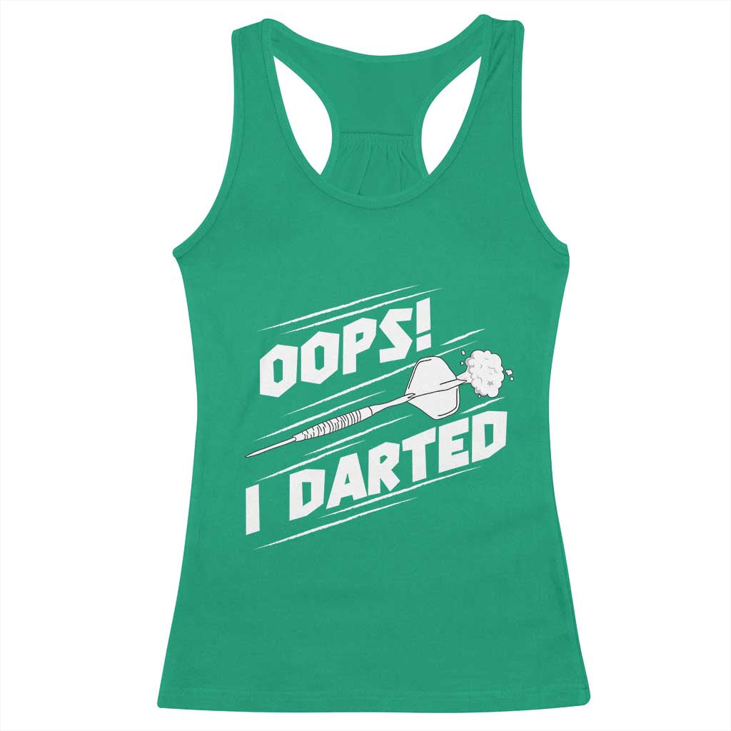 Funny Dart Thrower Racerback Tank Top Oops I Darted Gift For Dartist - Wonder Print Shop