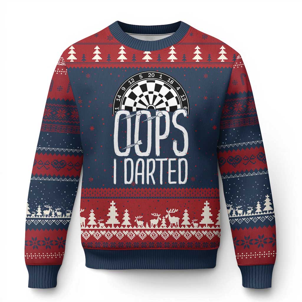 Sarcastic Dartist Gift Ugly Christmas Sweater Funny Oops I Darted Darts Lover - Wonder Print Shop