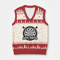 Funny Oops I Darted V-Neck Knit Sweater Vest Sarcastic Dartist Darts Lover Gift - Wonder Print Shop