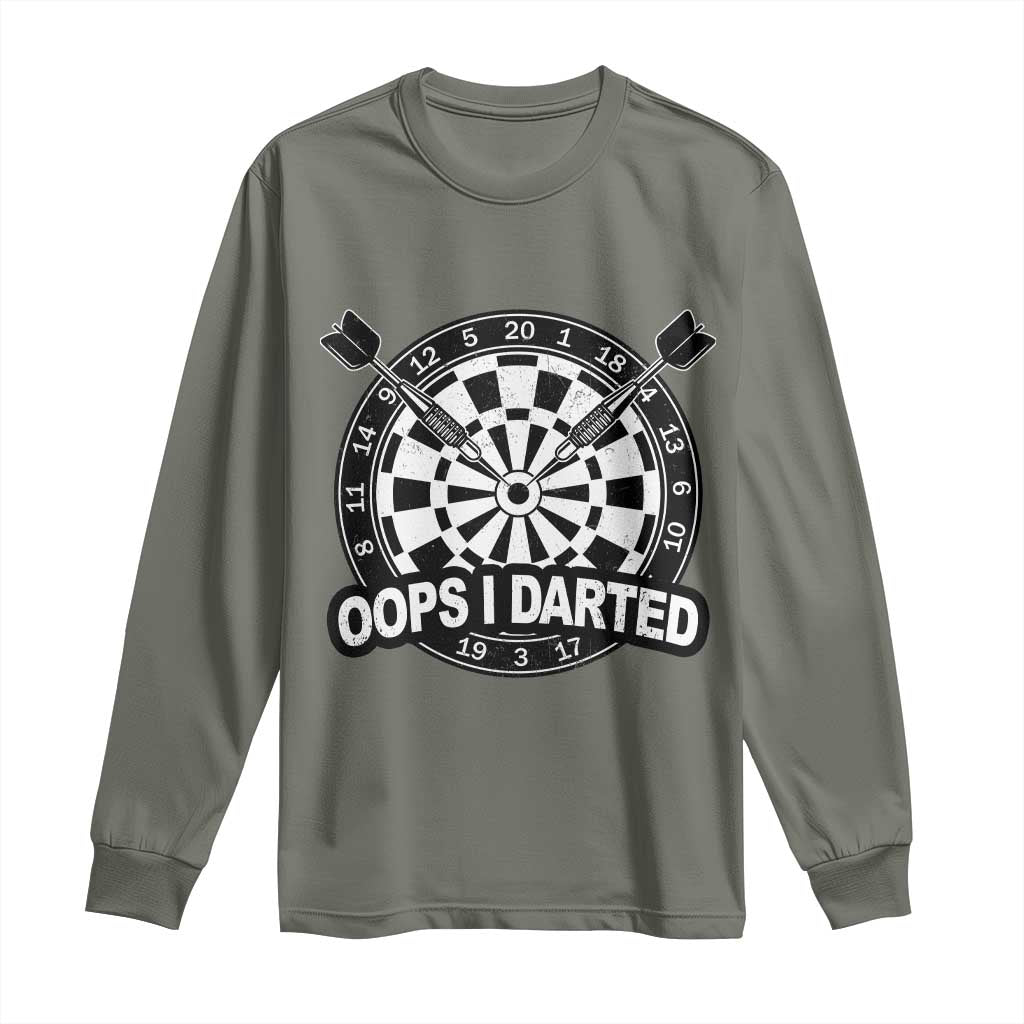 Funny Oops I Darted Long Sleeve Shirt Sarcastic Dartist Darts Lover Gift - Wonder Print Shop