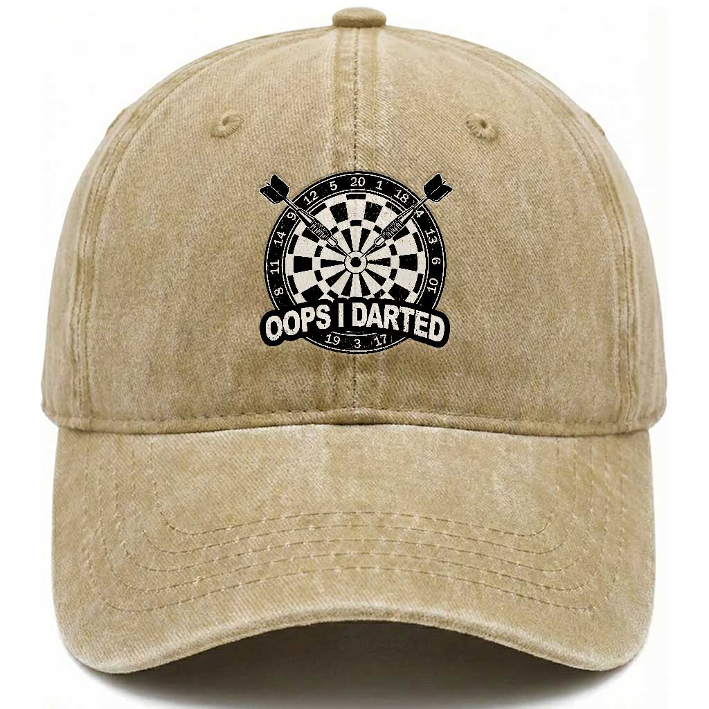 Funny Oops I Darted Washed Cotton Baseball Cap Sarcastic Dartist Darts Lover Gift