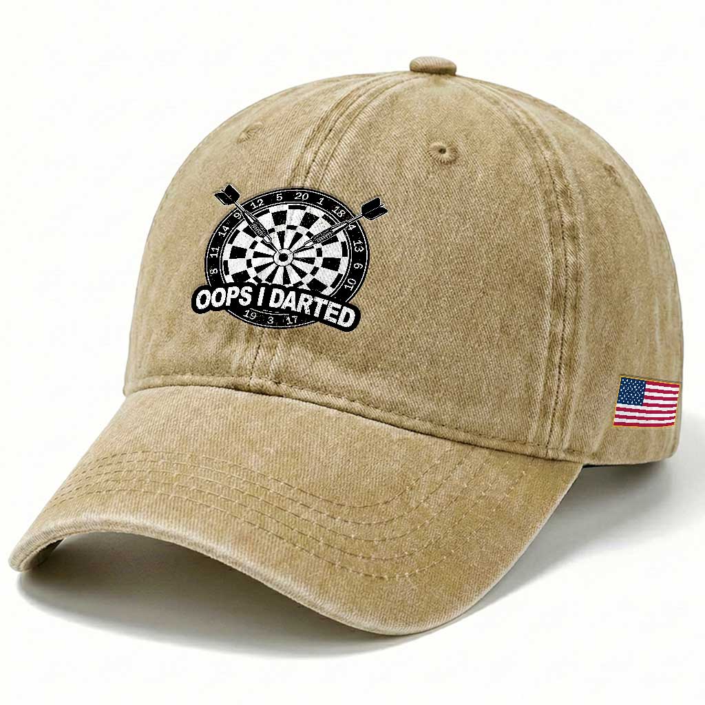 Funny Oops I Darted Washed Cotton Baseball Cap Sarcastic Dartist Darts Lover Gift