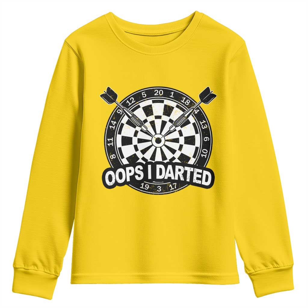 Funny Oops I Darted Youth Sweatshirt Sarcastic Dartist Darts Lover Gift - Wonder Print Shop