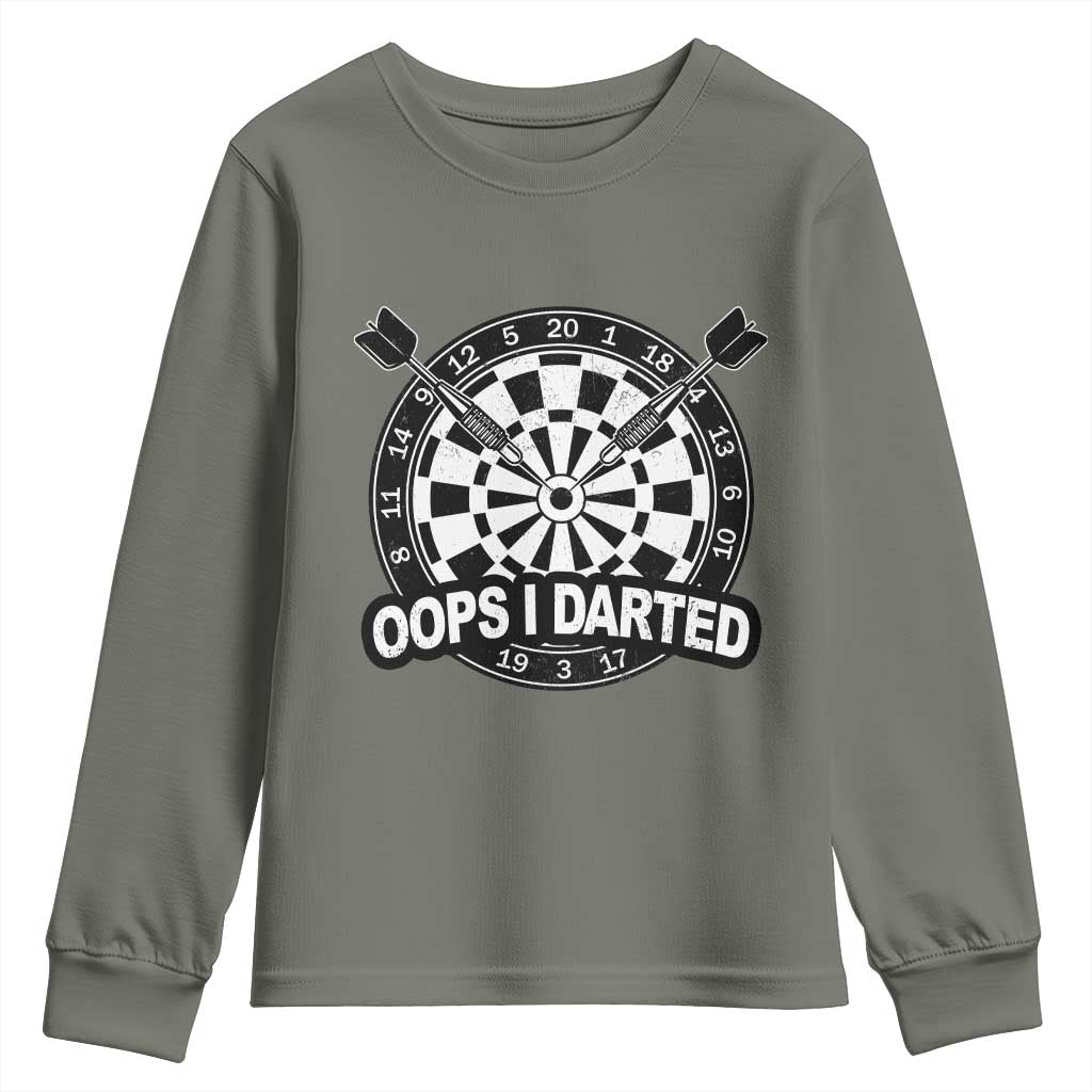 Funny Oops I Darted Youth Sweatshirt Sarcastic Dartist Darts Lover Gift - Wonder Print Shop
