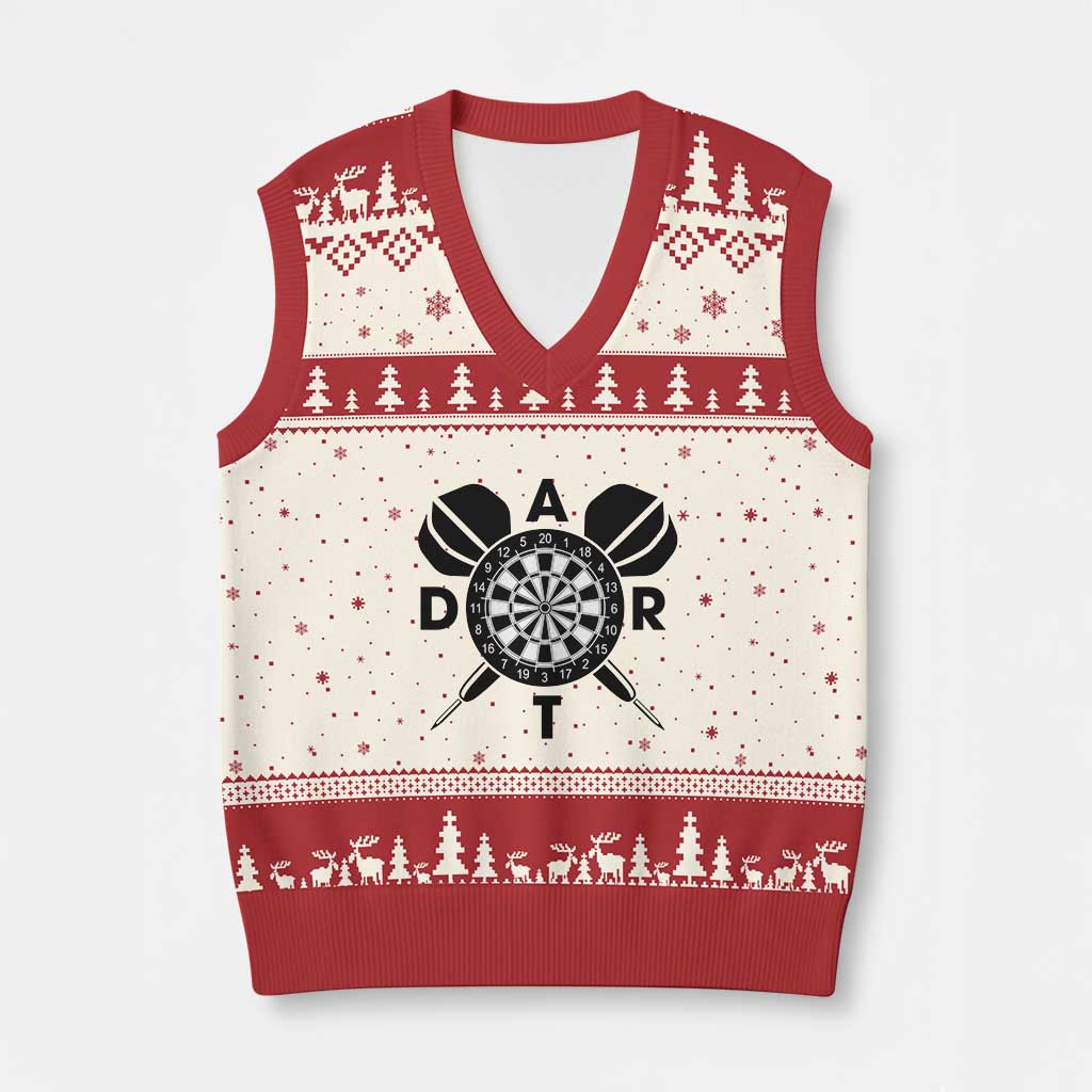 Vintage Dartboard Gift Idea For Dart Lover V-Neck Knit Sweater Vest - Wonder Print Shop