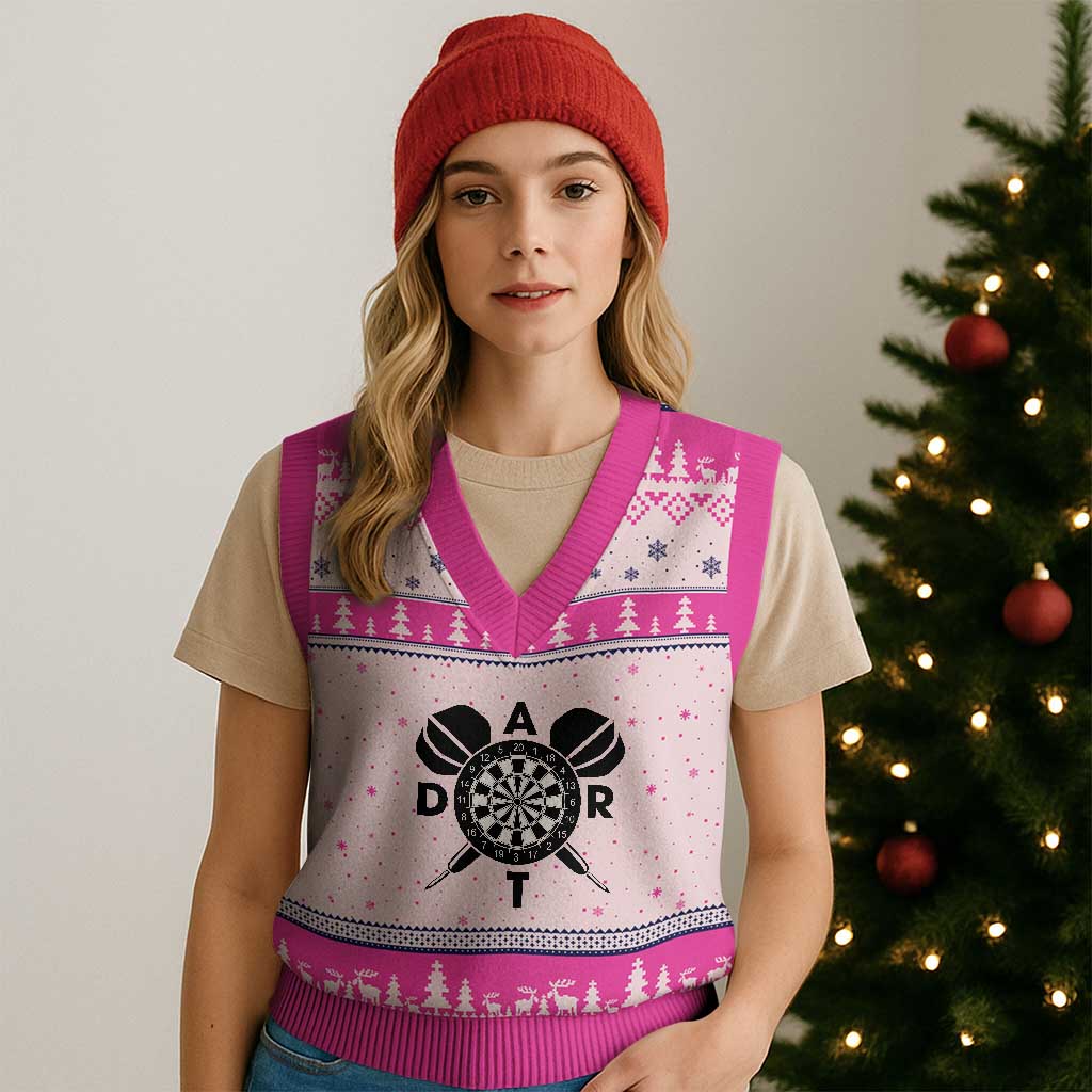 Vintage Dartboard Gift Idea For Dart Lover V-Neck Knit Sweater Vest - Wonder Print Shop