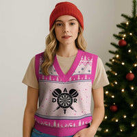 Vintage Dartboard Gift Idea For Dart Lover V-Neck Knit Sweater Vest - Wonder Print Shop