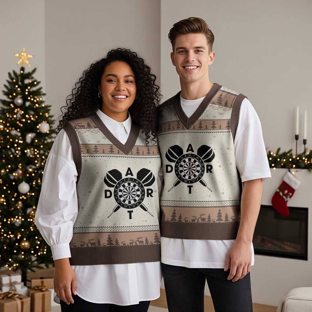 Vintage Dartboard Gift Idea For Dart Lover V-Neck Knit Sweater Vest - Wonder Print Shop
