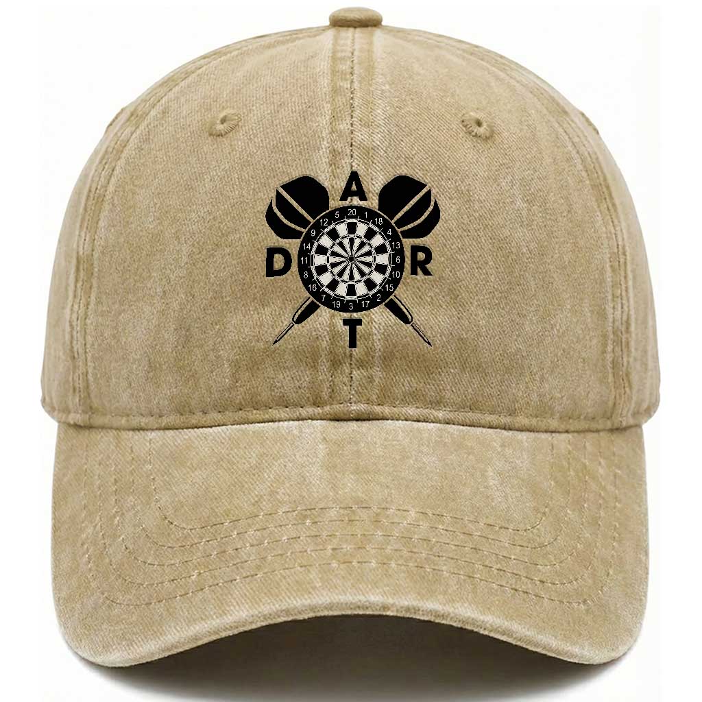Vintage Dartboard Gift Idea For Dart Lover Washed Cotton Baseball Cap
