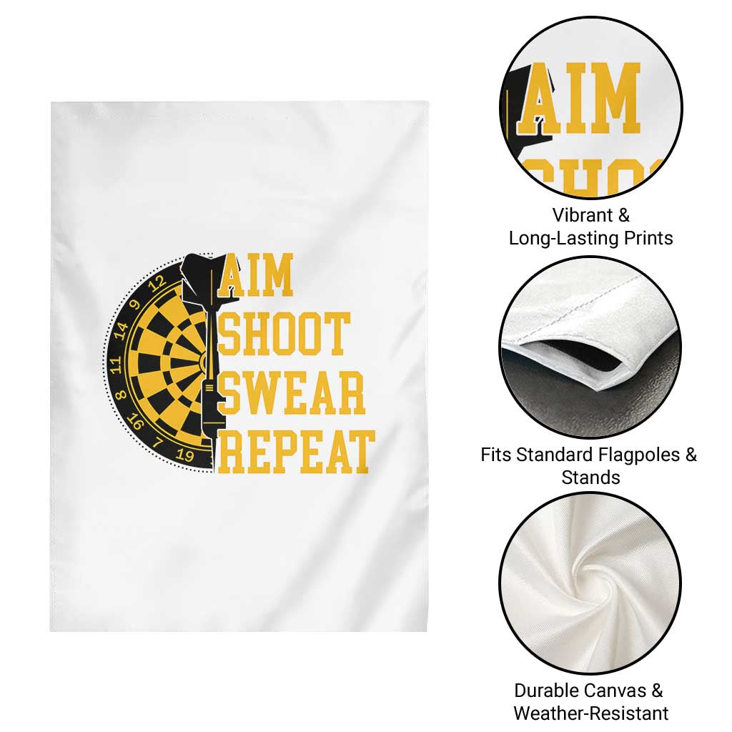 Funny Darts Retro Vintage Garden Flag Aim Shoot Swear Repeat Dartist Gift - Wonder Print Shop