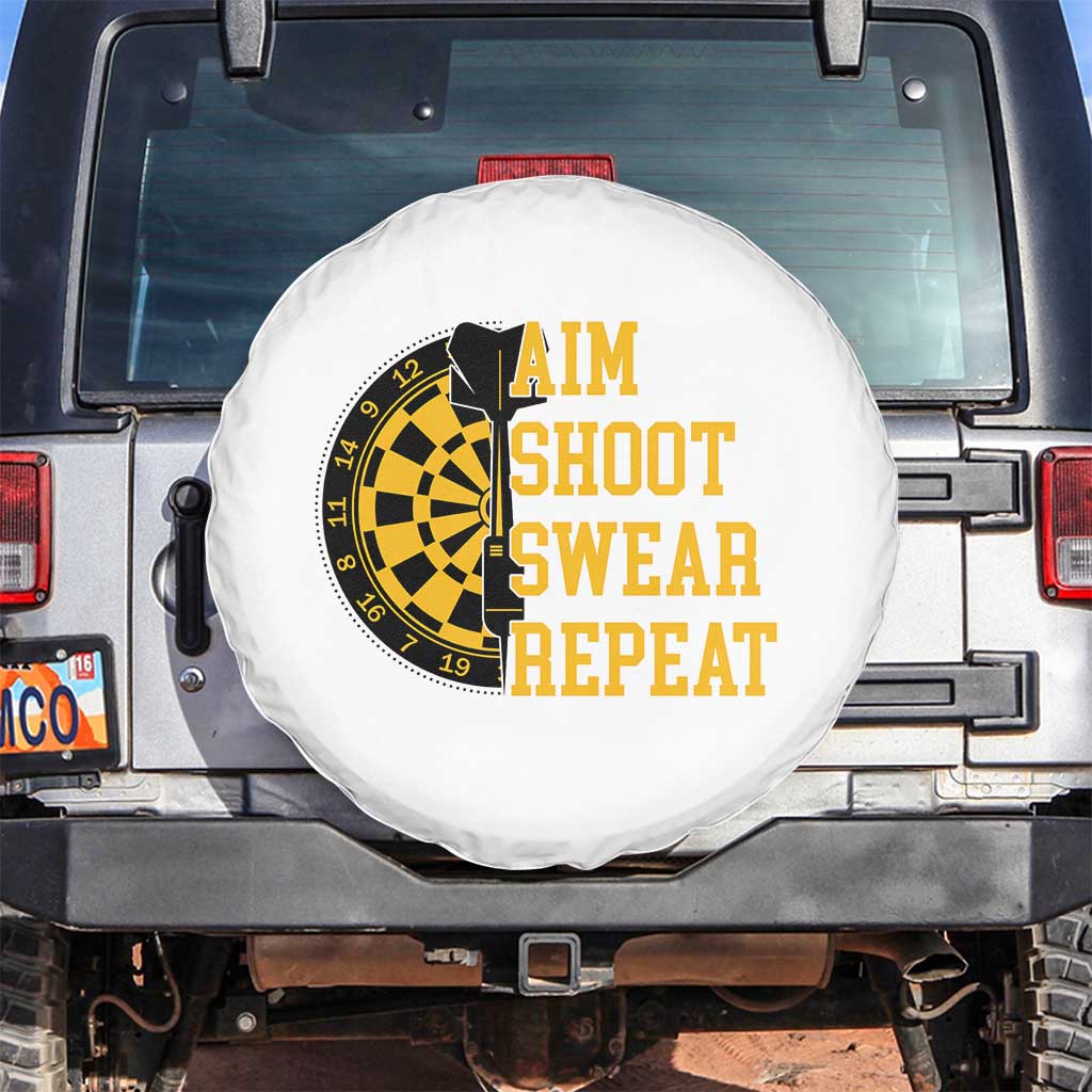 Funny Darts Retro Vintage Spare Tire Cover Aim Shoot Swear Repeat Dartist Gift - Wonder Print Shop