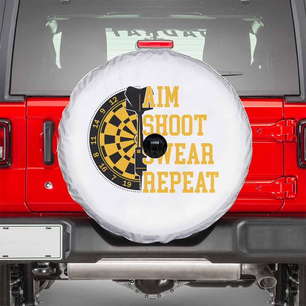 Funny Darts Retro Vintage Spare Tire Cover Aim Shoot Swear Repeat Dartist Gift - Wonder Print Shop