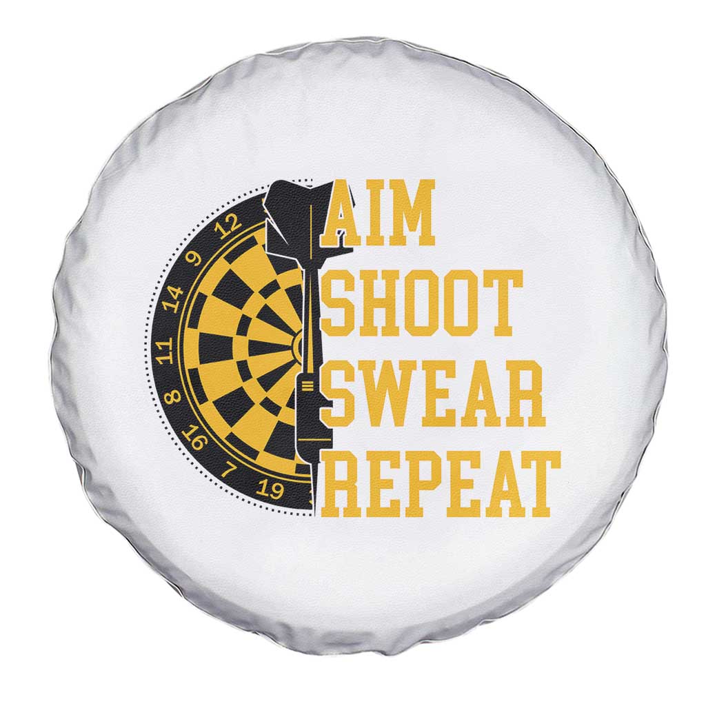 Funny Darts Retro Vintage Spare Tire Cover Aim Shoot Swear Repeat Dartist Gift - Wonder Print Shop