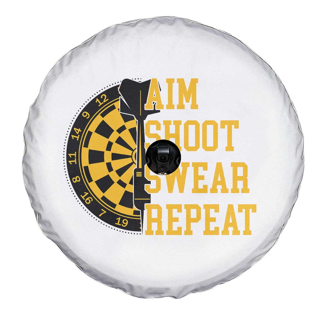 Funny Darts Retro Vintage Spare Tire Cover Aim Shoot Swear Repeat Dartist Gift - Wonder Print Shop