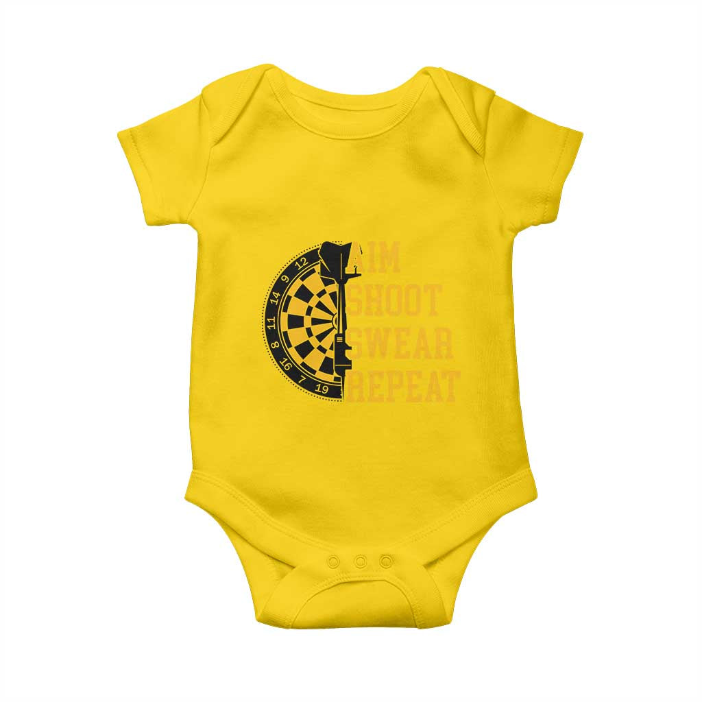 Funny Darts Retro Vintage Baby Onesie Aim Shoot Swear Repeat Dartist Gift - Wonder Print Shop