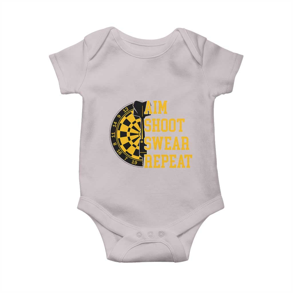 Funny Darts Retro Vintage Baby Onesie Aim Shoot Swear Repeat Dartist Gift - Wonder Print Shop