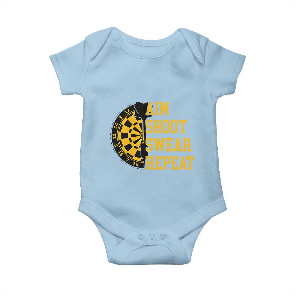 Funny Darts Retro Vintage Baby Onesie Aim Shoot Swear Repeat Dartist Gift - Wonder Print Shop
