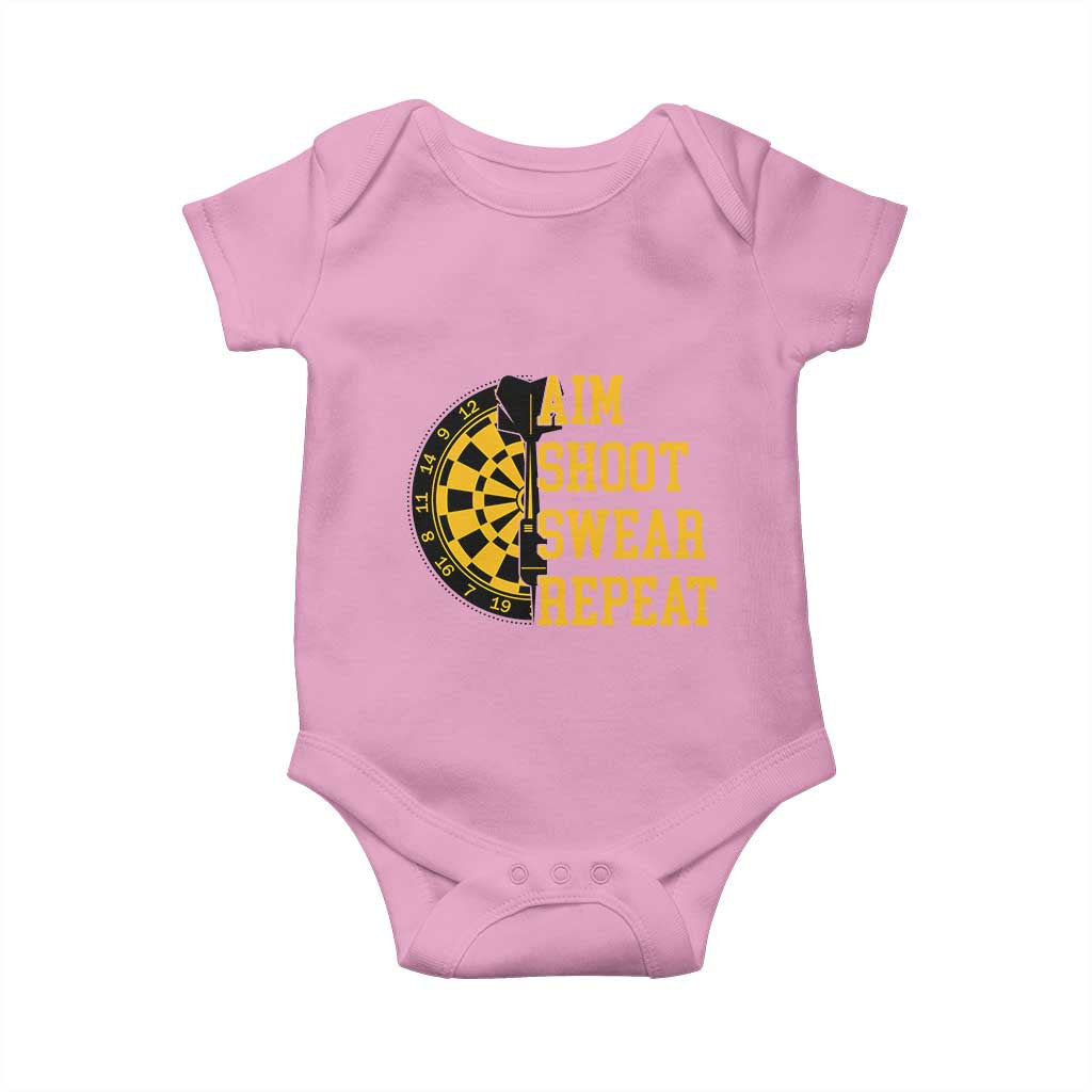 Funny Darts Retro Vintage Baby Onesie Aim Shoot Swear Repeat Dartist Gift - Wonder Print Shop