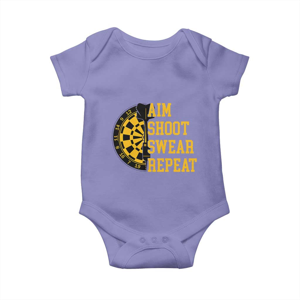 Funny Darts Retro Vintage Baby Onesie Aim Shoot Swear Repeat Dartist Gift - Wonder Print Shop